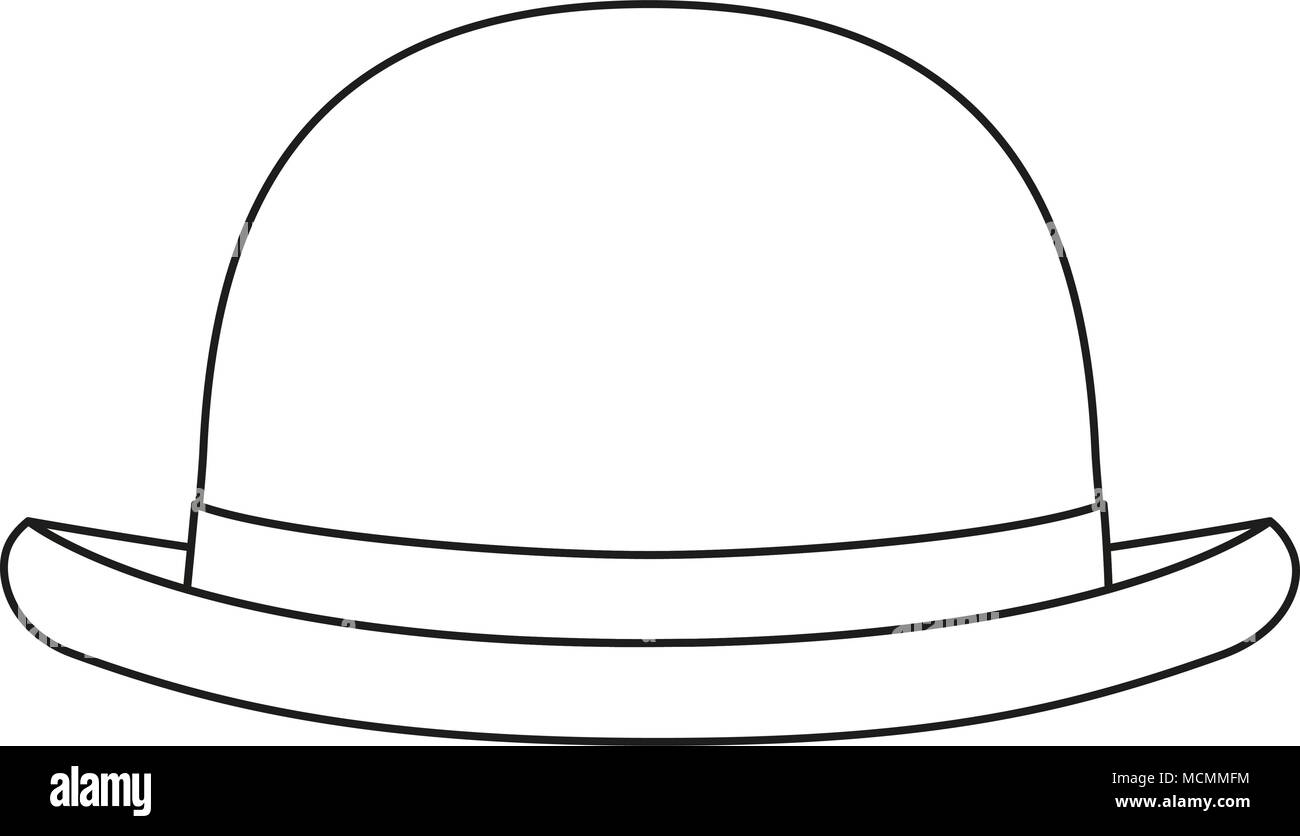 Line art in bianco e nero Bowler cappello Illustrazione Vettoriale