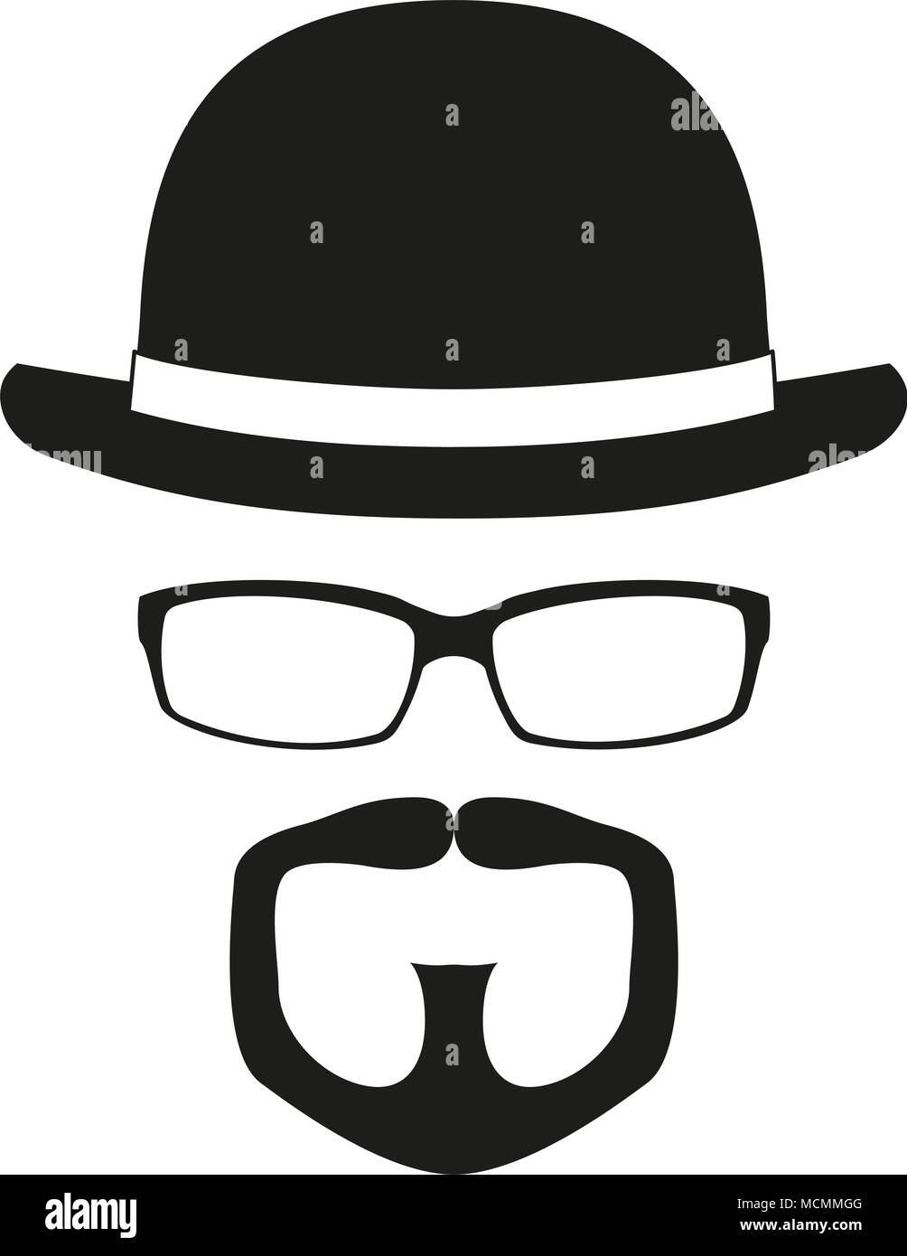 Bianco e nero hipster avatar silhouette Illustrazione Vettoriale