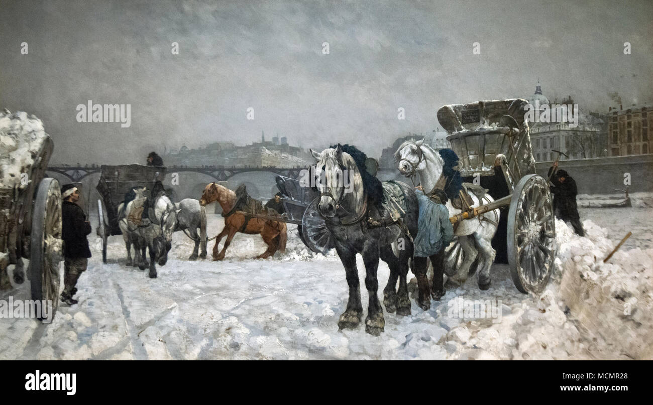 Christian Skredsvig - sgombero neve dalla Senna (1880) Foto Stock