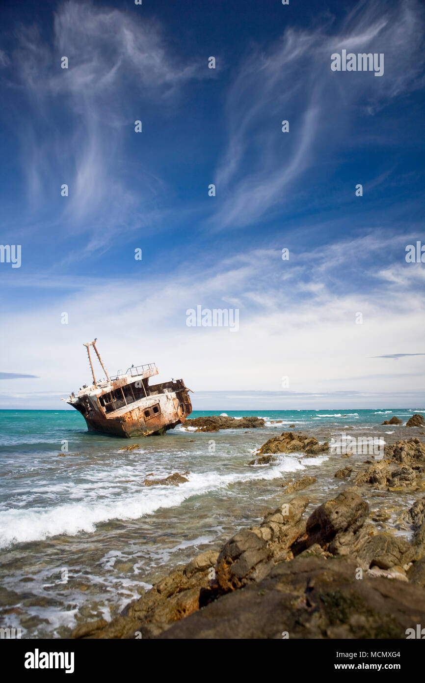 Naufragio a Cape Agulhas, la maggior parte punta meridionale del continente africano Foto Stock