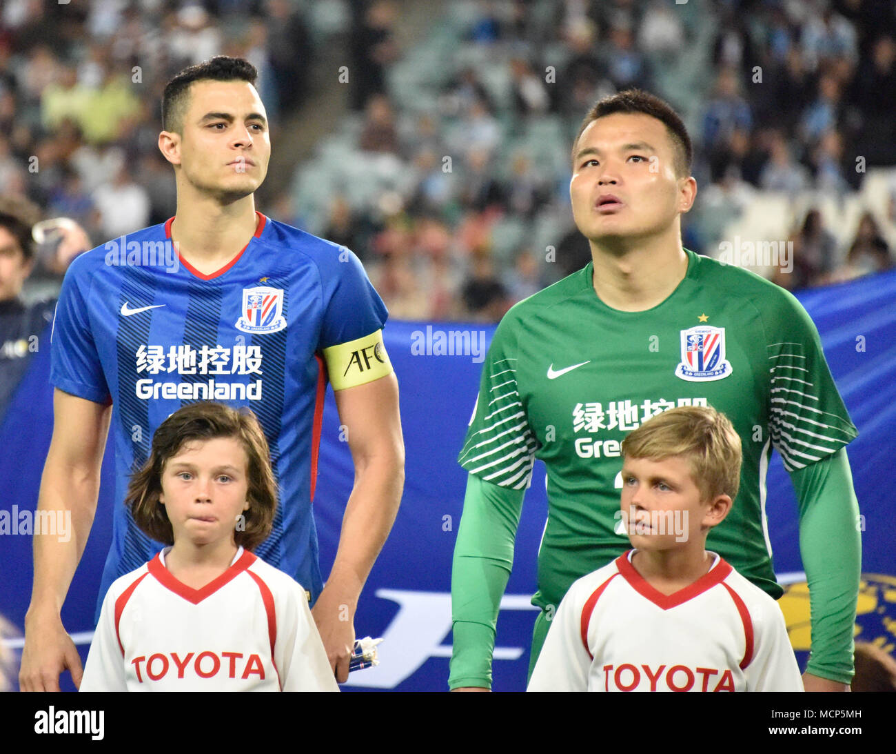 Sydney, Sydney, Cina. Xviii Apr, 2018. Sydney, Australia-18th Aprile 2018: Shanghai Shenhua Football Team compete con Sydney FC a 2018 AFC Champions League a Sydney in Australia, Aprile 18th, 2018. Credito: SIPA Asia/ZUMA filo/Alamy Live News Foto Stock