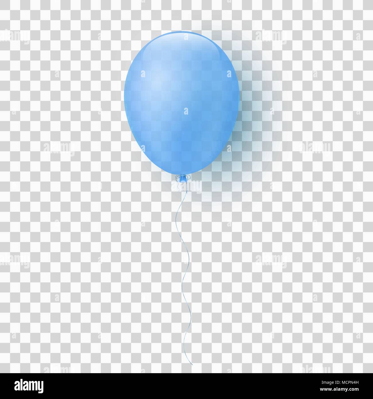 Flying realistico trasparente palloncino blu su uno sfondo trasparente. Elemento di festa. Per i bambini. Per una vacanza. Illustrazione Vettoriale. EPS 10 Illustrazione Vettoriale