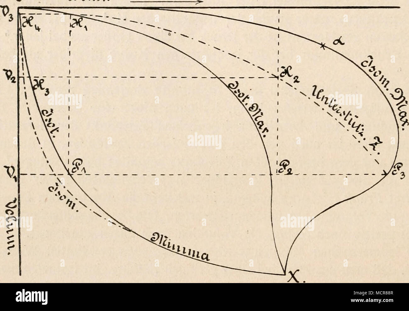 . Fig. 176. Schema nach Frank. Zur Charakteristik der verschiedenen mechanischen Zustände, die der Herz- muskel während circuizione Zuckung durchläuft, gehört noch die Dehnungskurve des Herzmuskels ruhenden.^ Hierbei zeigen sich folgende Eigentümlichkeiten. Wenn das Herz eine iso- tonische Kurve aufgeschrieben hat, così fällt in vielen Fällen die Kurve am Ende der Zuckung, ehe Die neue einsetzt, noch mit fast ungeminderter Steilheit ab. Wäre hier die durch die Tätigkeit hervorgerufene Umlagerung der Muskelelemente schon zu Ende, così müßte aber un diesem Punkte die Kurve nur ganz allmählich herab- lavandino Foto Stock