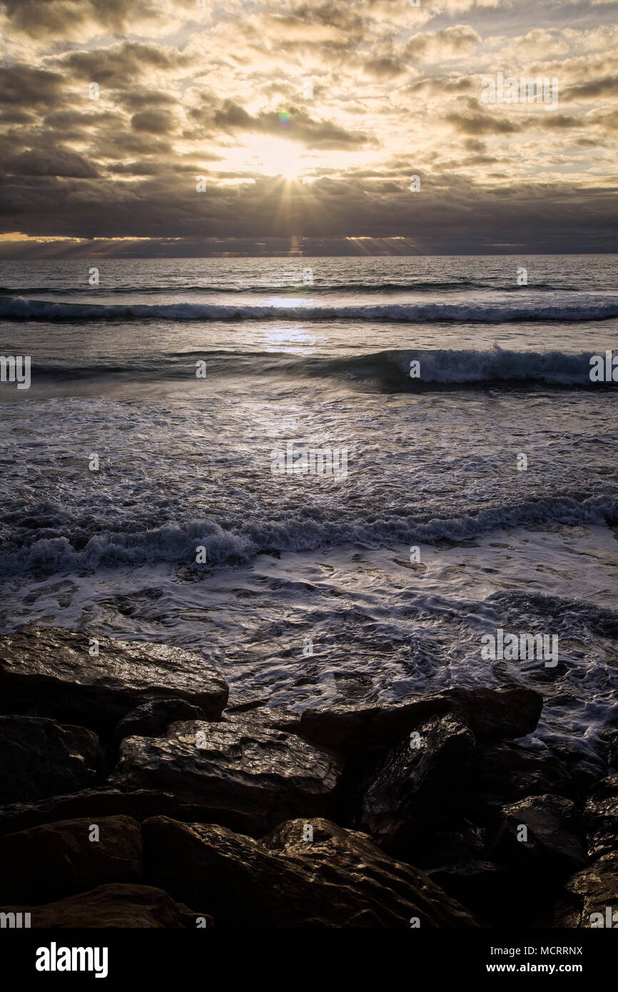 Tramonto della regione della costa occidentale dell'Isola Sud, Nuova Zelanda Foto Stock