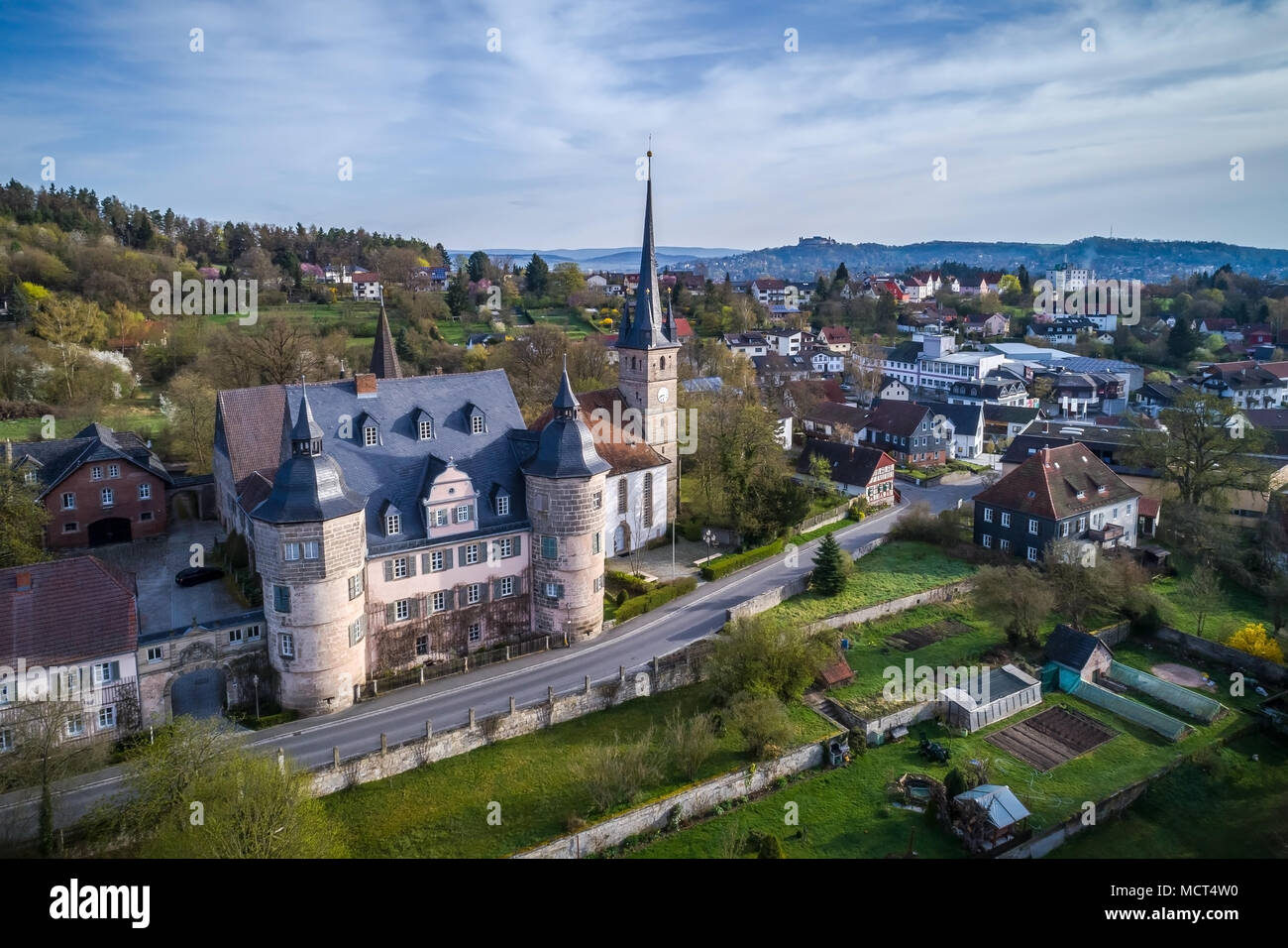 Vista aerea del castello Ahorn in Coburg, Baviera, Germania Foto Stock