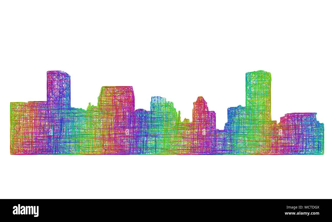 Baltimore skyline silhouette - linea multicolore arte Illustrazione Vettoriale