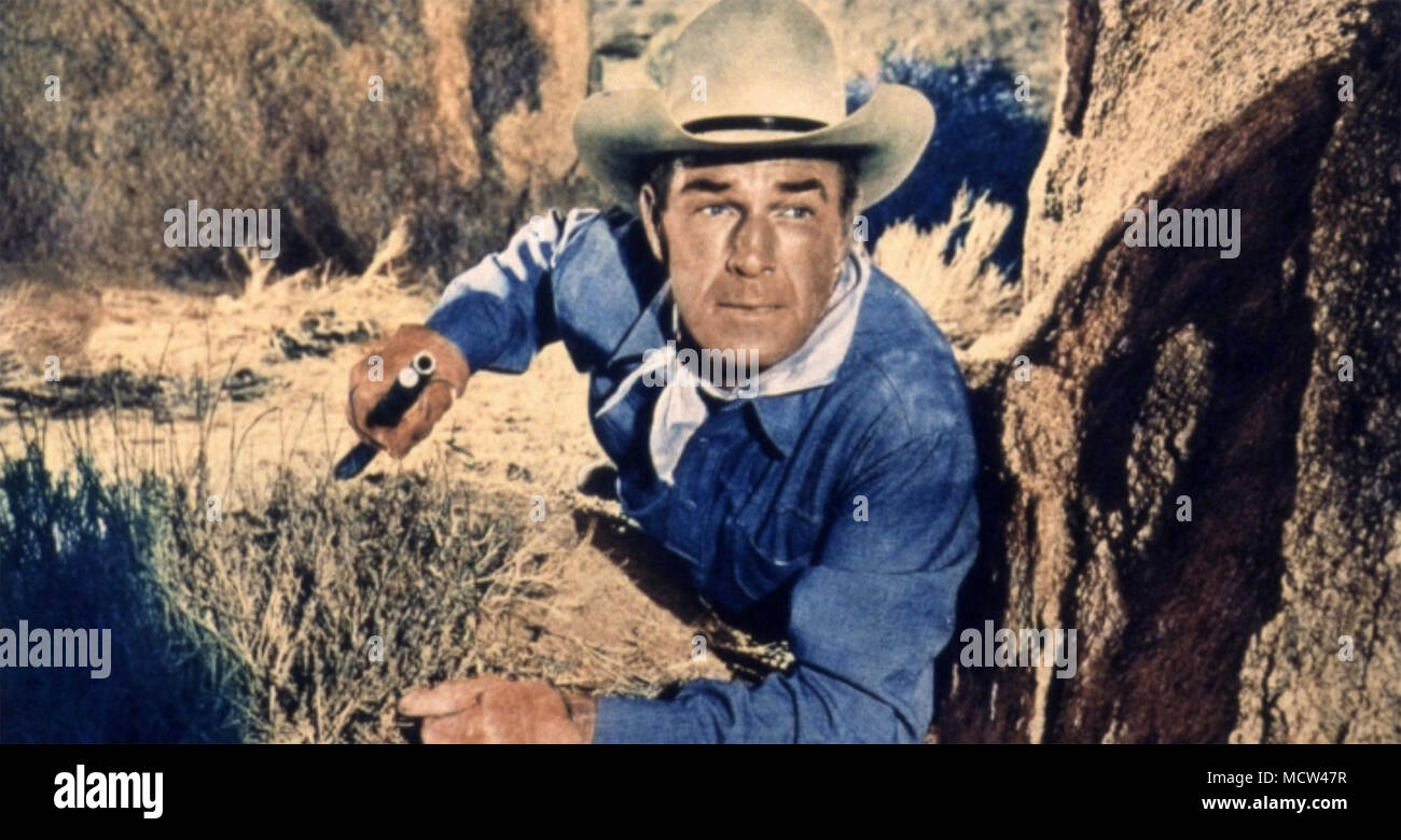7 GLI UOMINI DA ORA 1956 Batjac Productions film con Randolph Scott Foto Stock