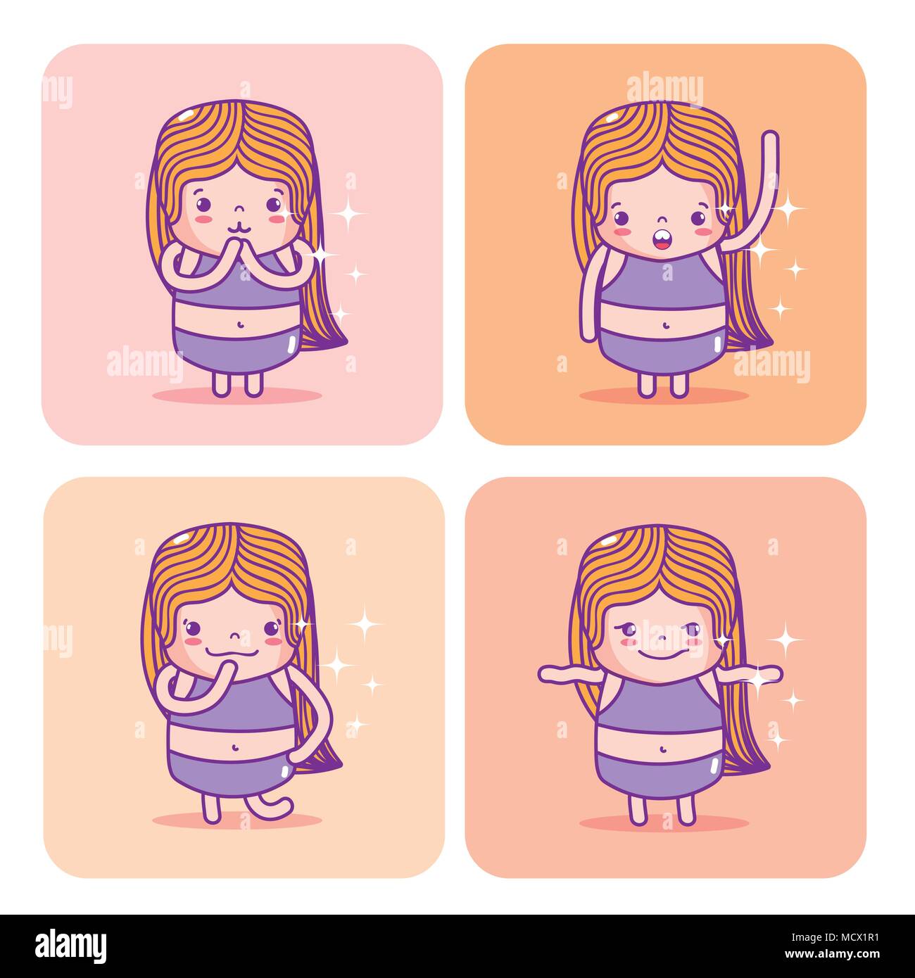 Ragazza carina emojis Illustrazione Vettoriale