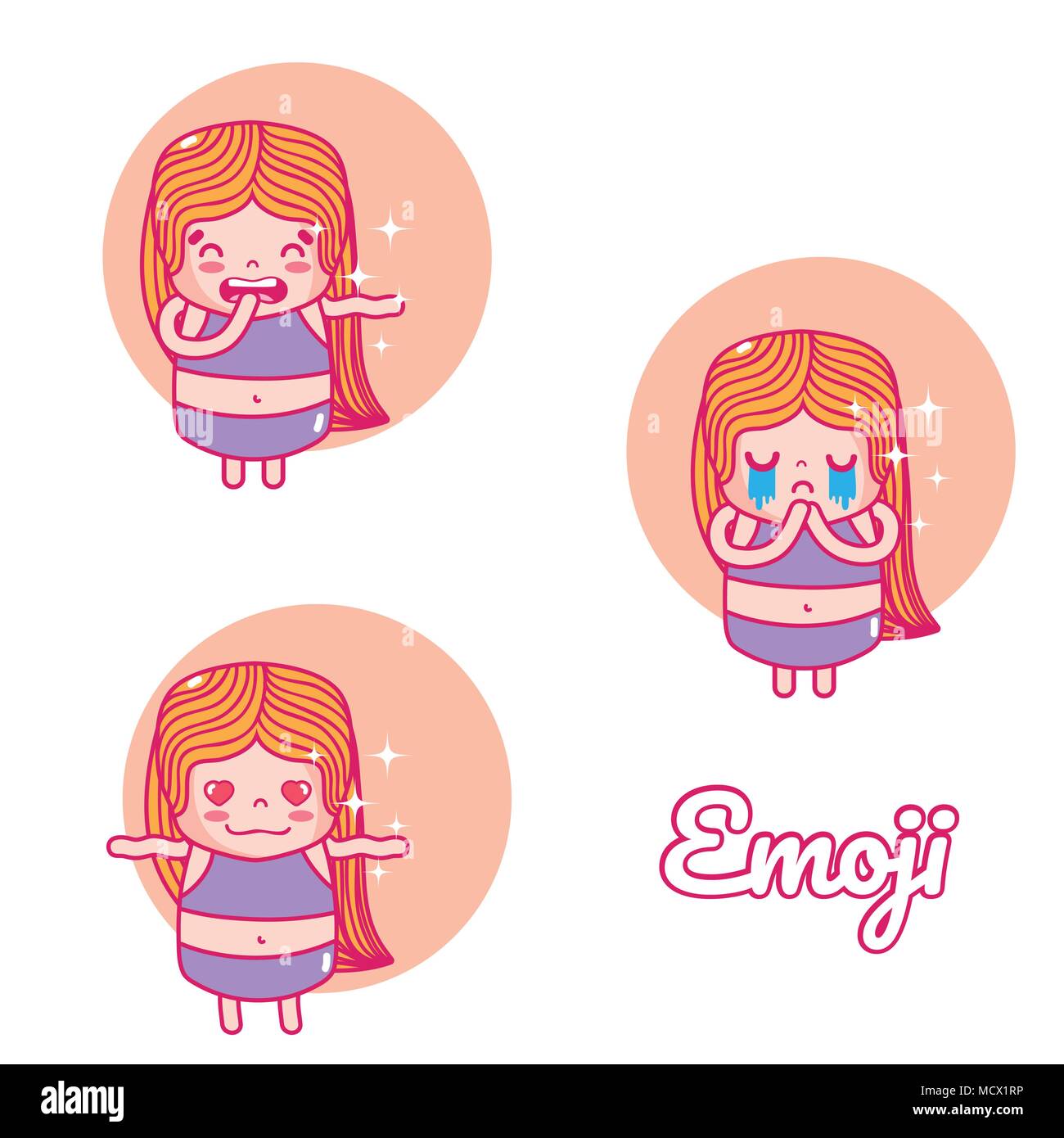 Ragazza carina emojis Illustrazione Vettoriale