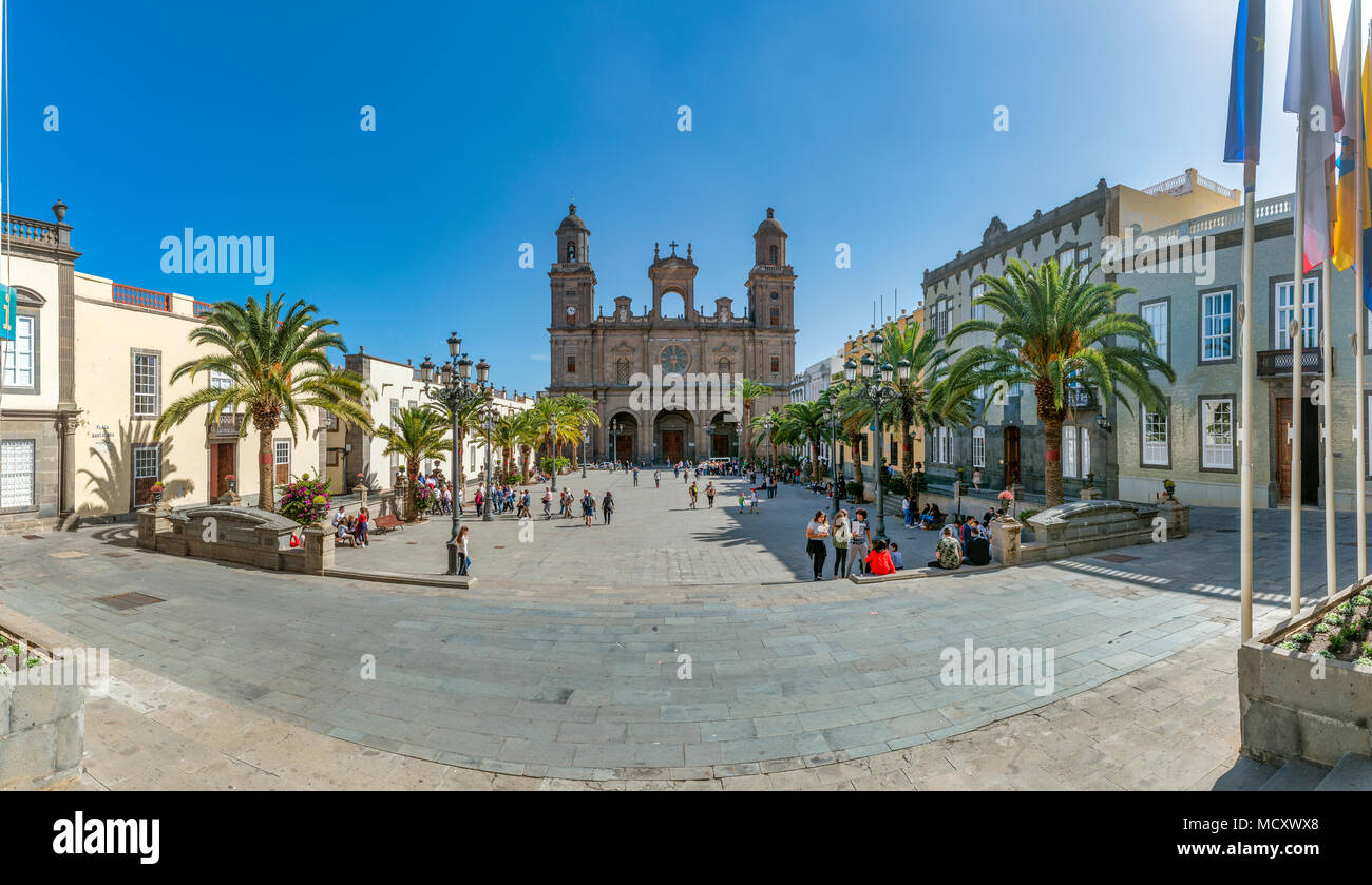 Plaza de Santa Ana e Cattedrale di Santa Ana, Las Palmas de Gran Canaria, Spagna Foto Stock