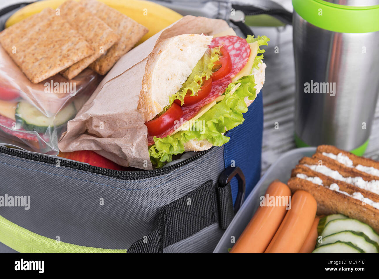 Sandwich in un lunchbox. Foto Stock