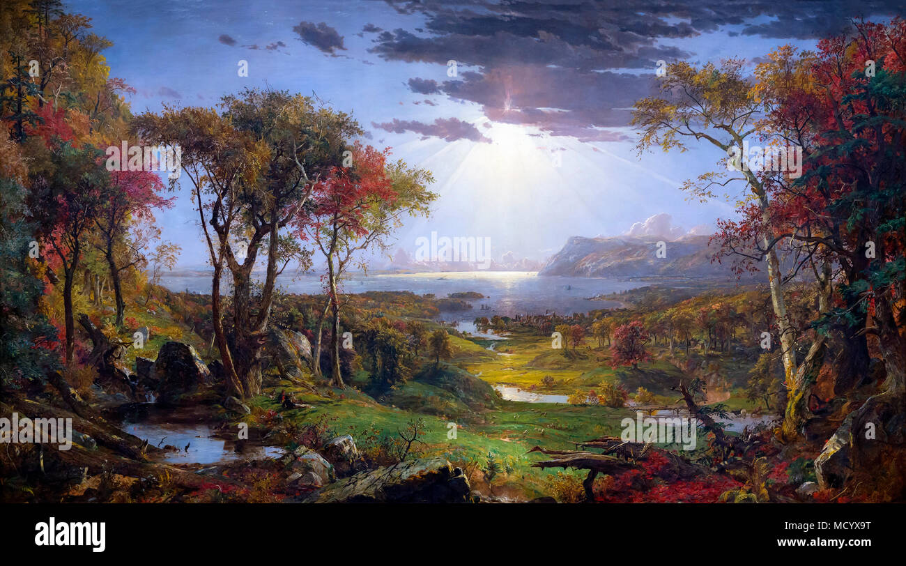 In autunno, sul fiume Hudson, Jasper Francis Cropsey, 1860, National Gallery of Art di Washington DC, USA, America del Nord Foto Stock