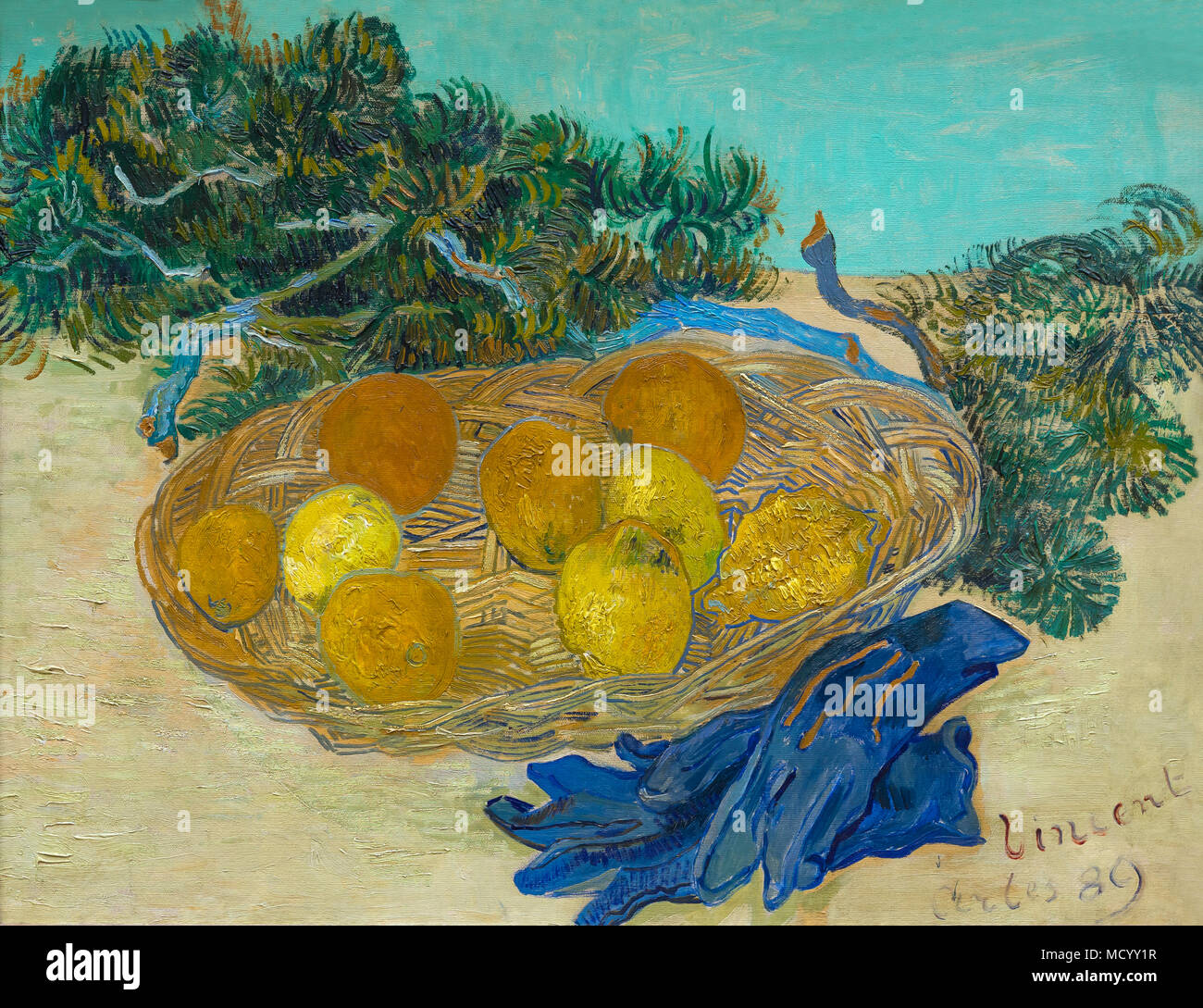 Ancora la vita di arance e di limoni con guanti blu, Vincent van Gogh, 1889, National Gallery of Art di Washington DC, USA, America del Nord Foto Stock