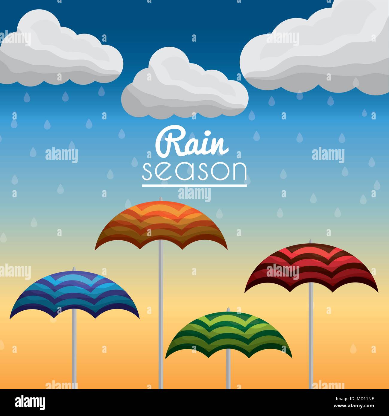 Estate e la stagione delle piogge Illustrazione Vettoriale