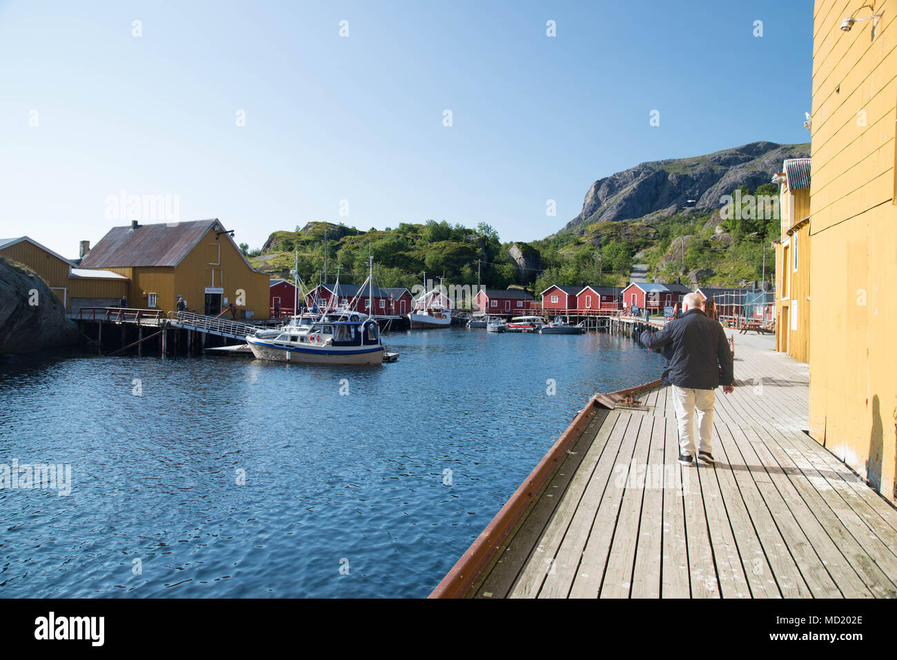 Villaggio di Nusfjord nelle isole Lofoten, Nordland, Norvegia Foto Stock