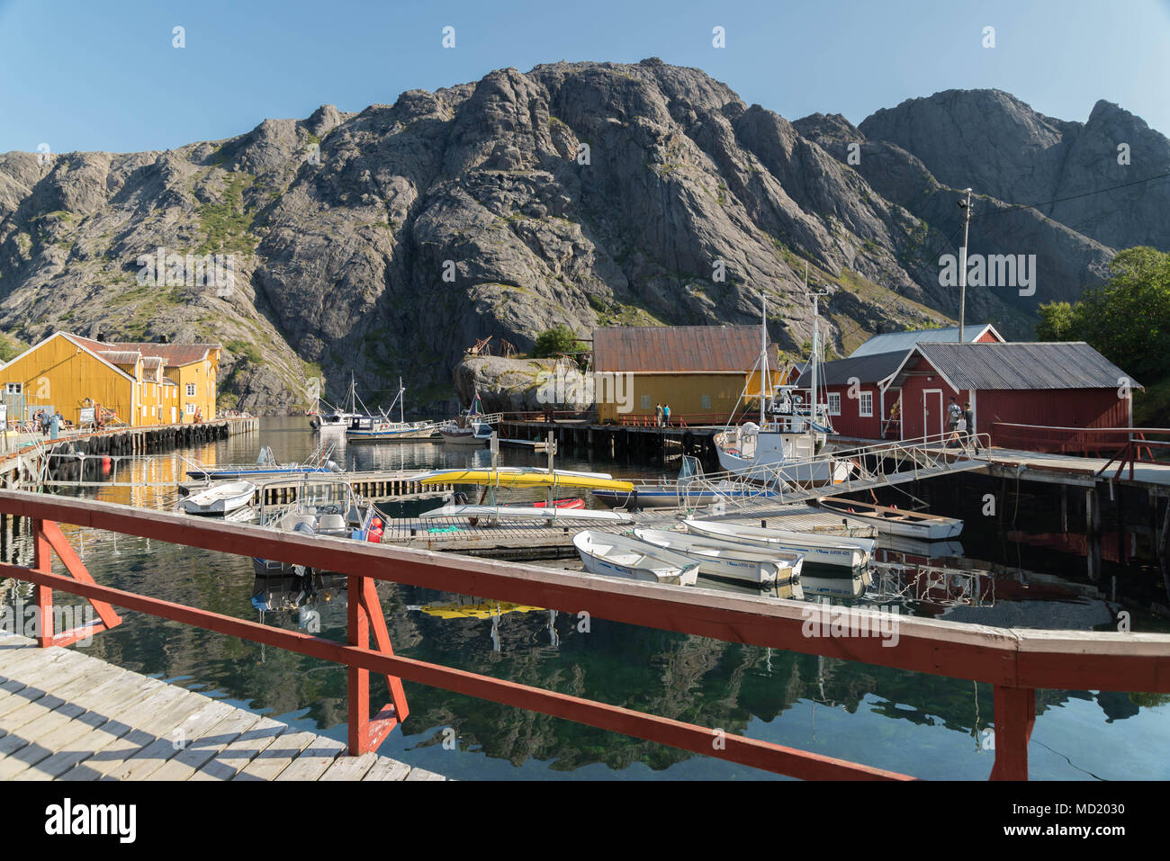 Villaggio di Nusfjord nelle isole Lofoten, Nordland, Norvegia Foto Stock