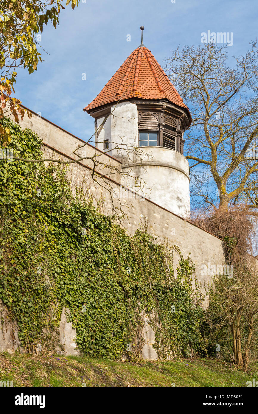 Cinta muraria medievale, Neuburg, Germania Foto Stock