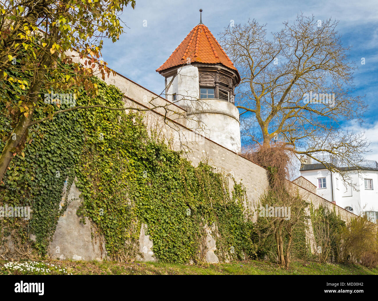 Cinta muraria medievale, Neuburg, Germania Foto Stock