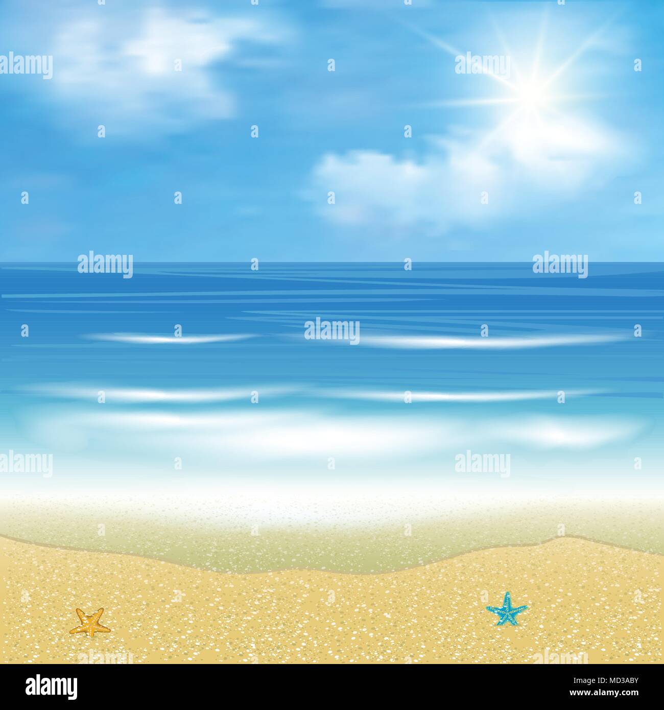 Poster sulla spiaggia tropicale sfondo.Vacanze e Turismo di concetto. Vista mare poster Illustrazione Vettoriale