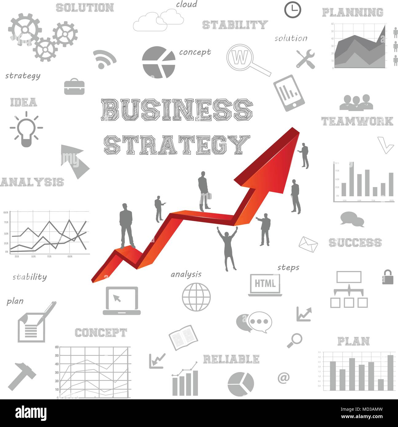 Immagine di sfondo con business plan concetto.Il successo aziendale concept Illustrazione Vettoriale