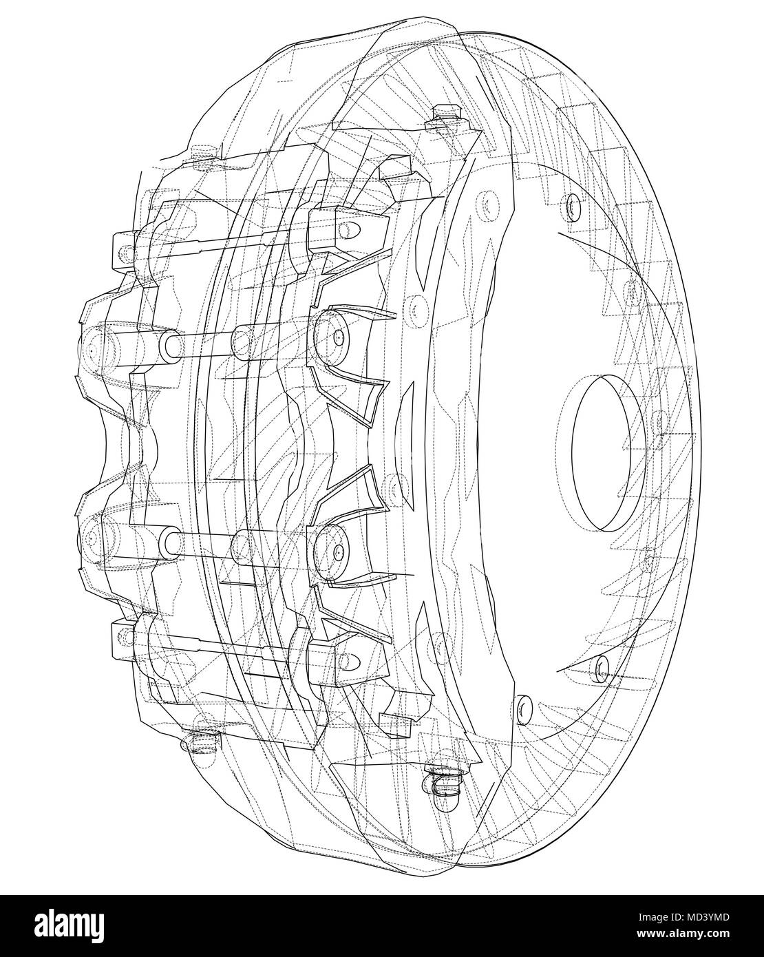 Auto Disco Freno contorno Illustrazione Vettoriale