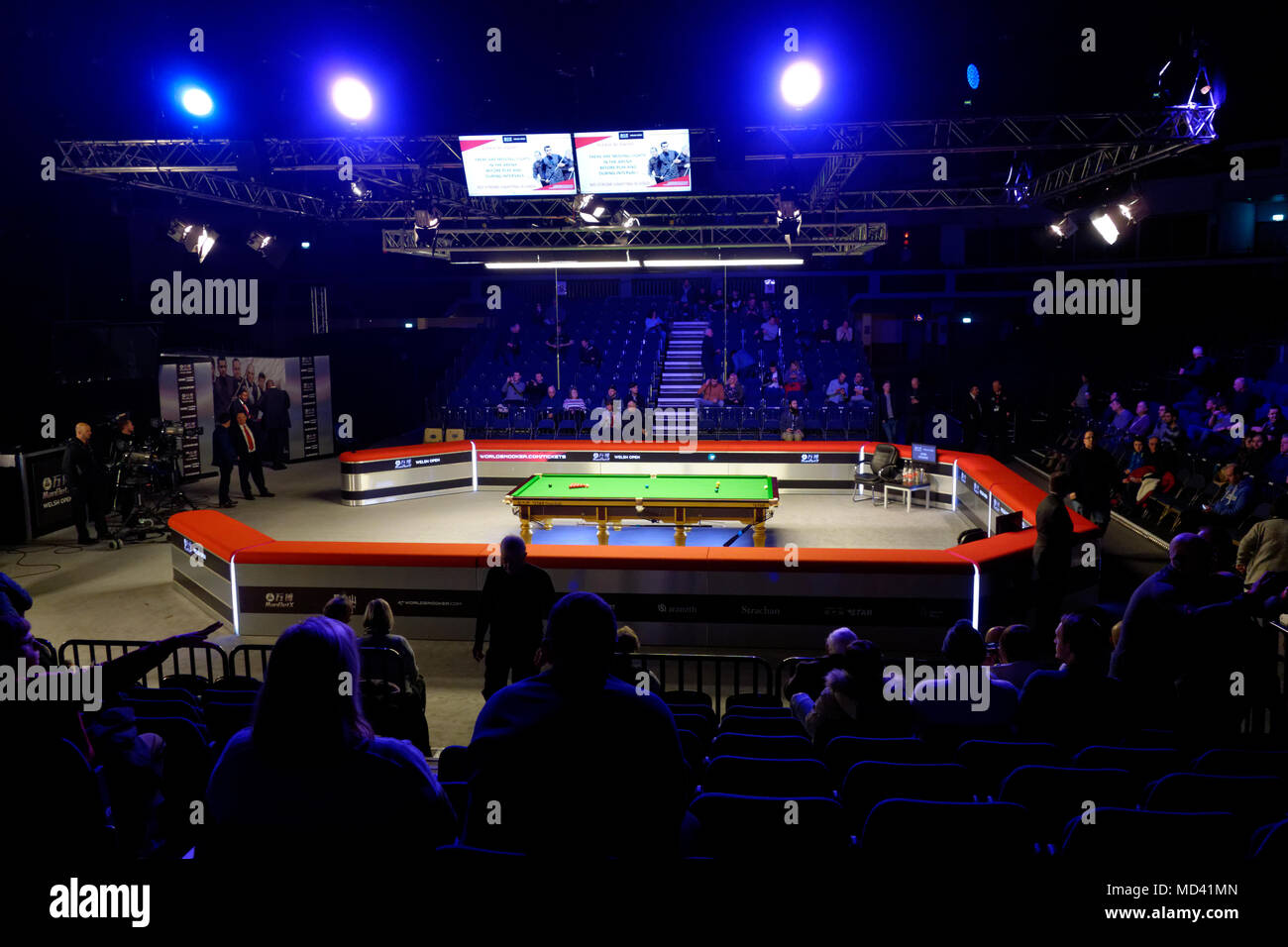 Tavolo da biliardo a Welsh Open Snooker torneo, 2018. Foto Stock
