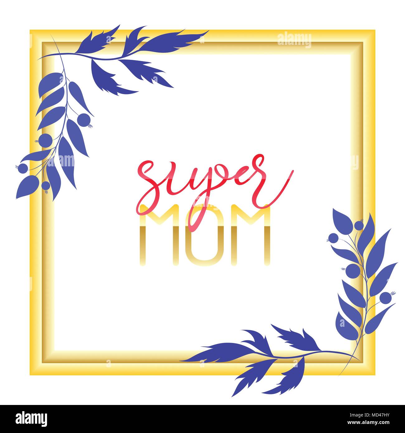 Super Mom testo design in stile realista per Felice madre s Day celebrazione. illustrazione vettoriale per biglietto di auguri o poster, striscioni. Glitter sfondo Illustrazione Vettoriale