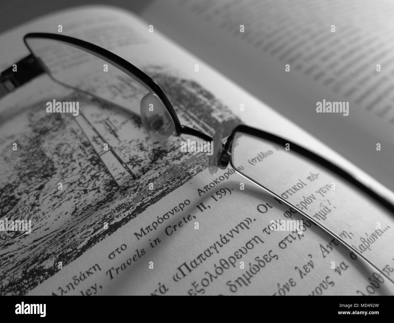 Bicchieri in un libro. Foto Stock