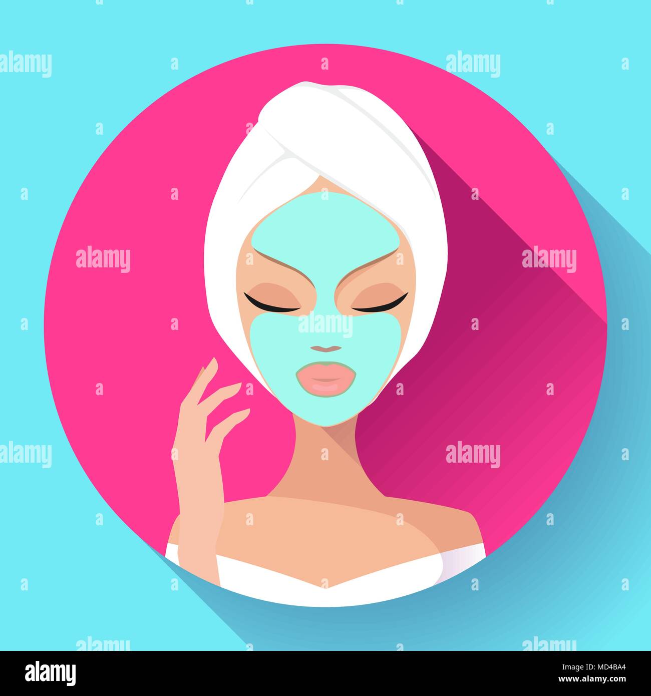Spa donna l'applicazione di pulizia viso maschera. Trattamenti di bellezza Illustrazione Vettoriale