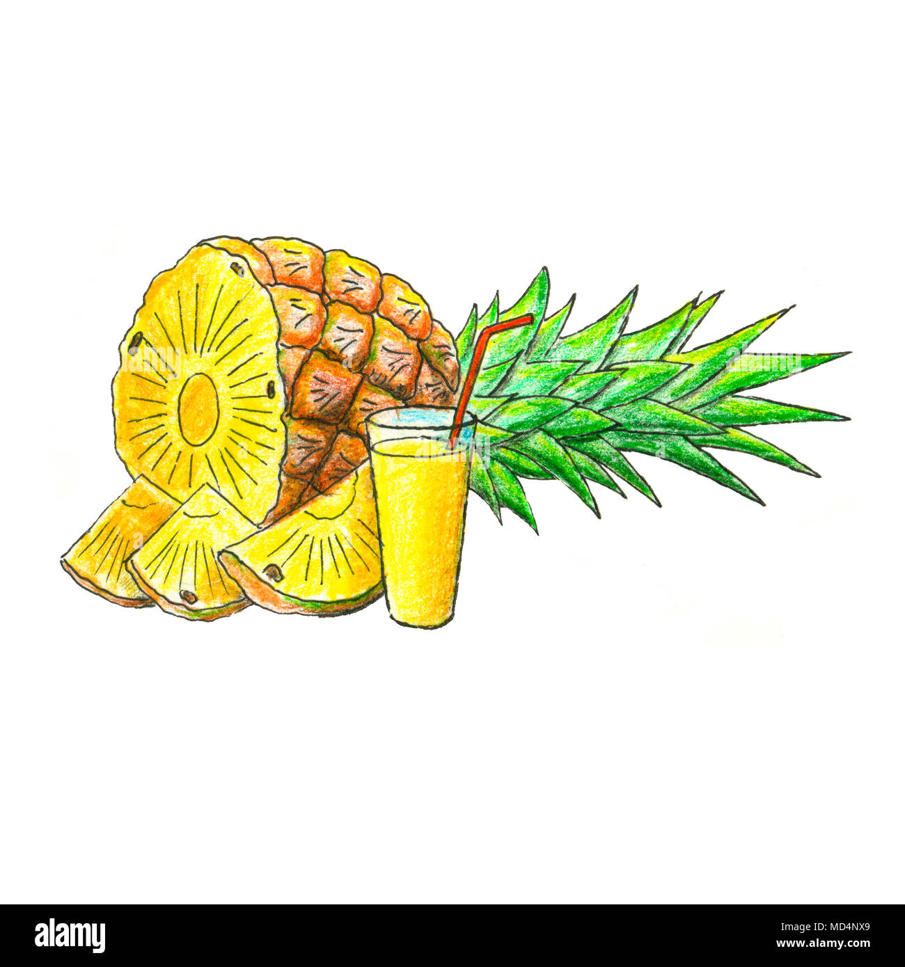 Succosa Frutta Ananas Con Bicchiere Di Succo Di Frutta