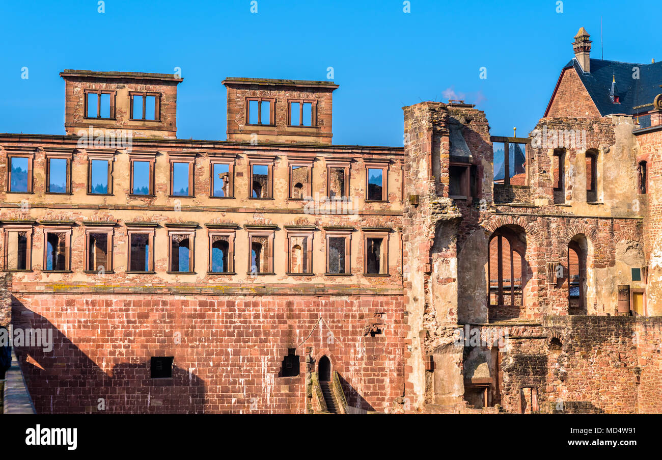 Le rovine del castello di Heidelberg nel Baden-Wurttemberg Stato della Germania Foto Stock