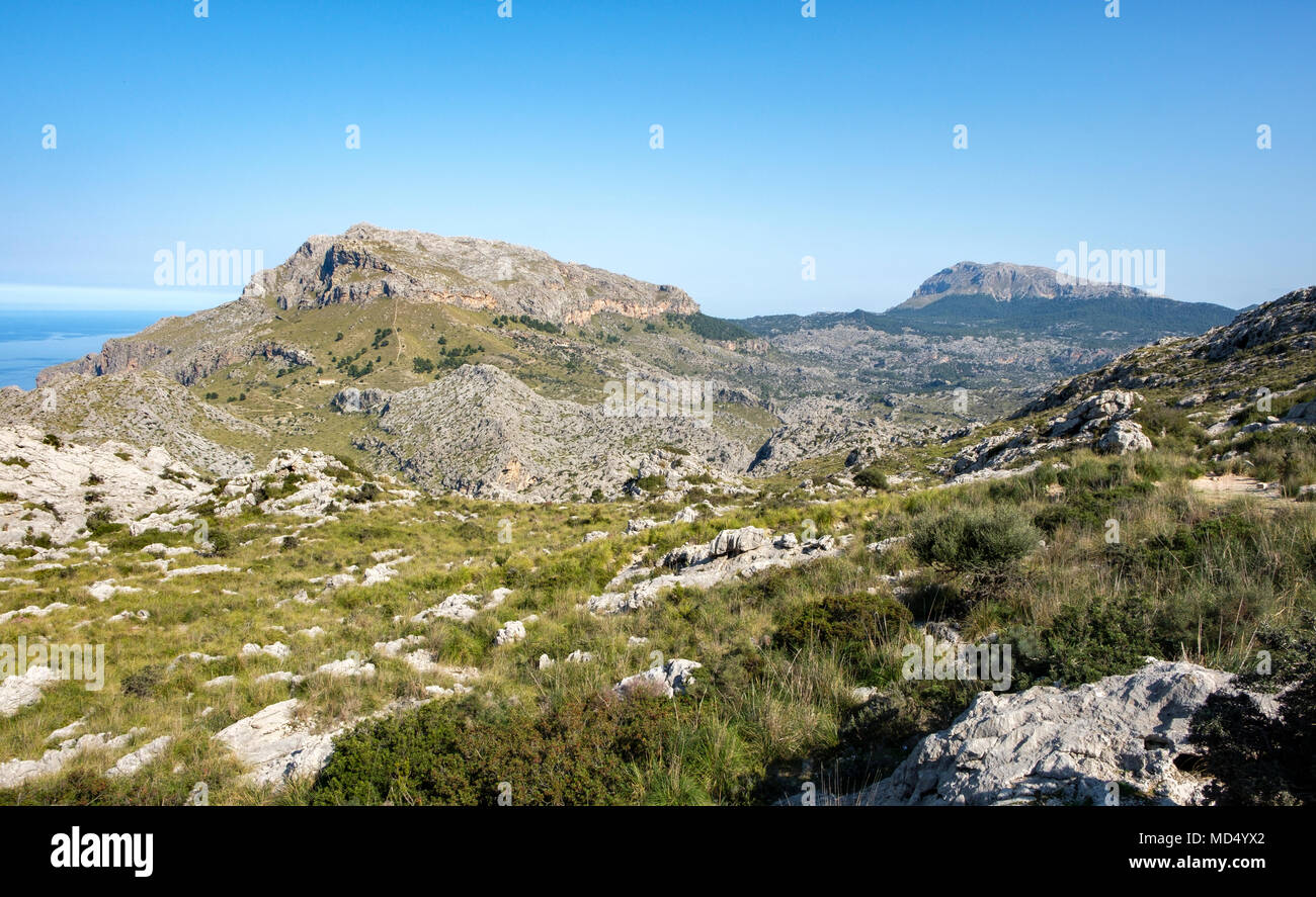 Vista della Serra de Tramuntana, strada a Sa Calobra, Mallorca Spagna Spain Foto Stock