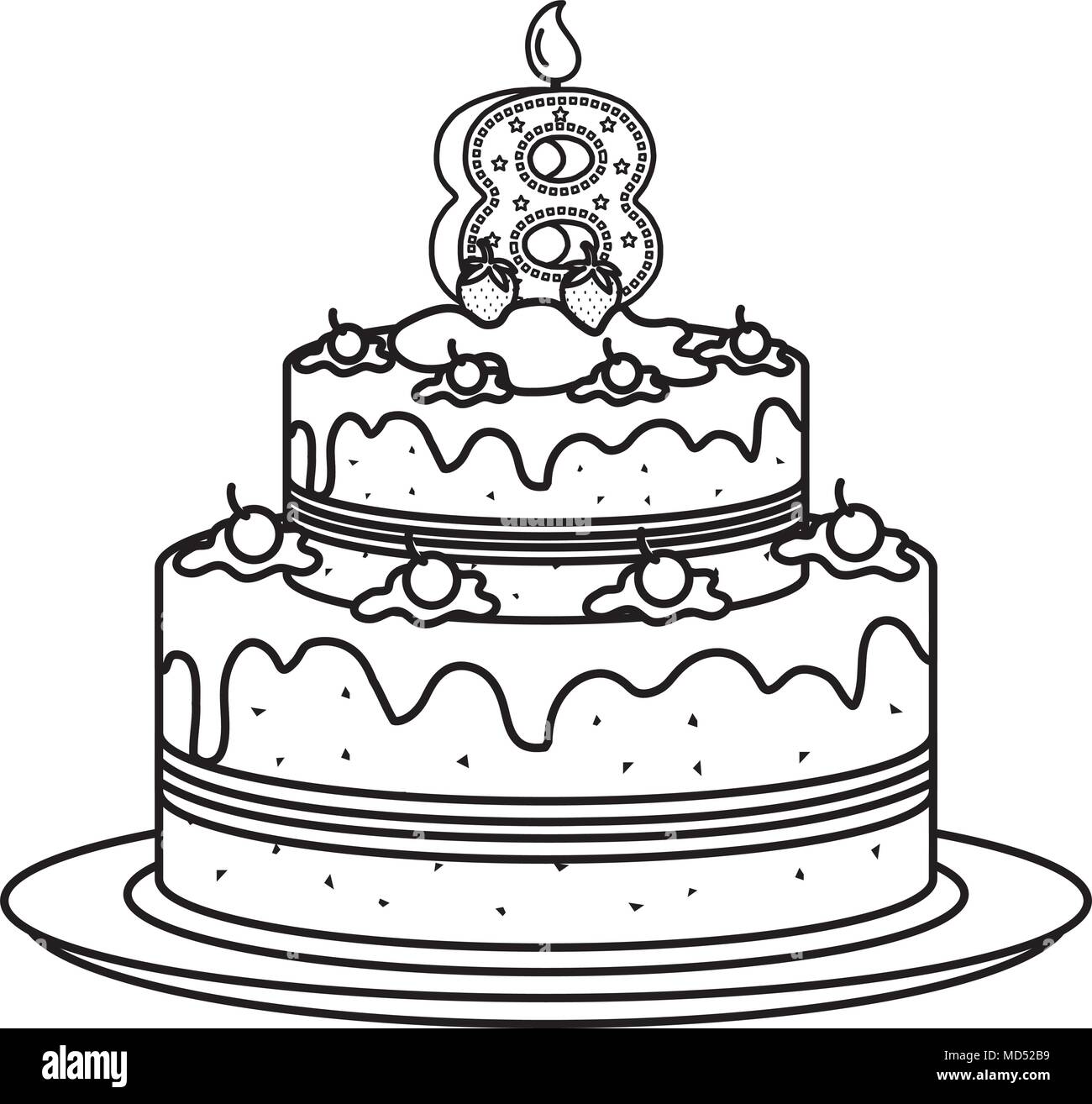 torta con candela - 5 Deliziosa torta con candela numero otto celebrazione Immagine e Vettoriale - Alamy