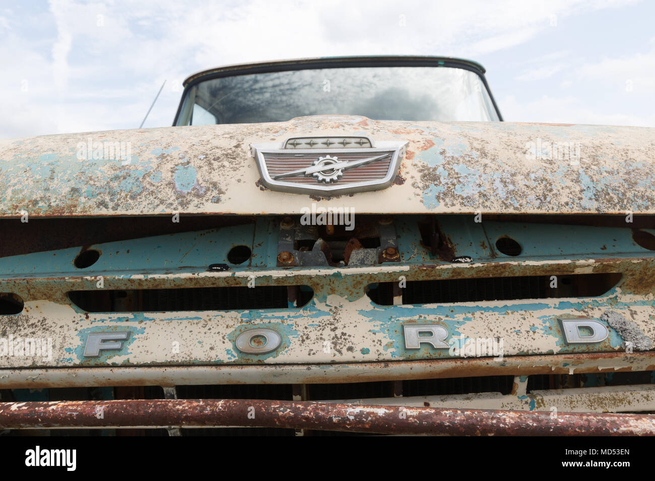 Ford Truck simbolo in CTC Auto Ranch in Denton Texas Foto Stock