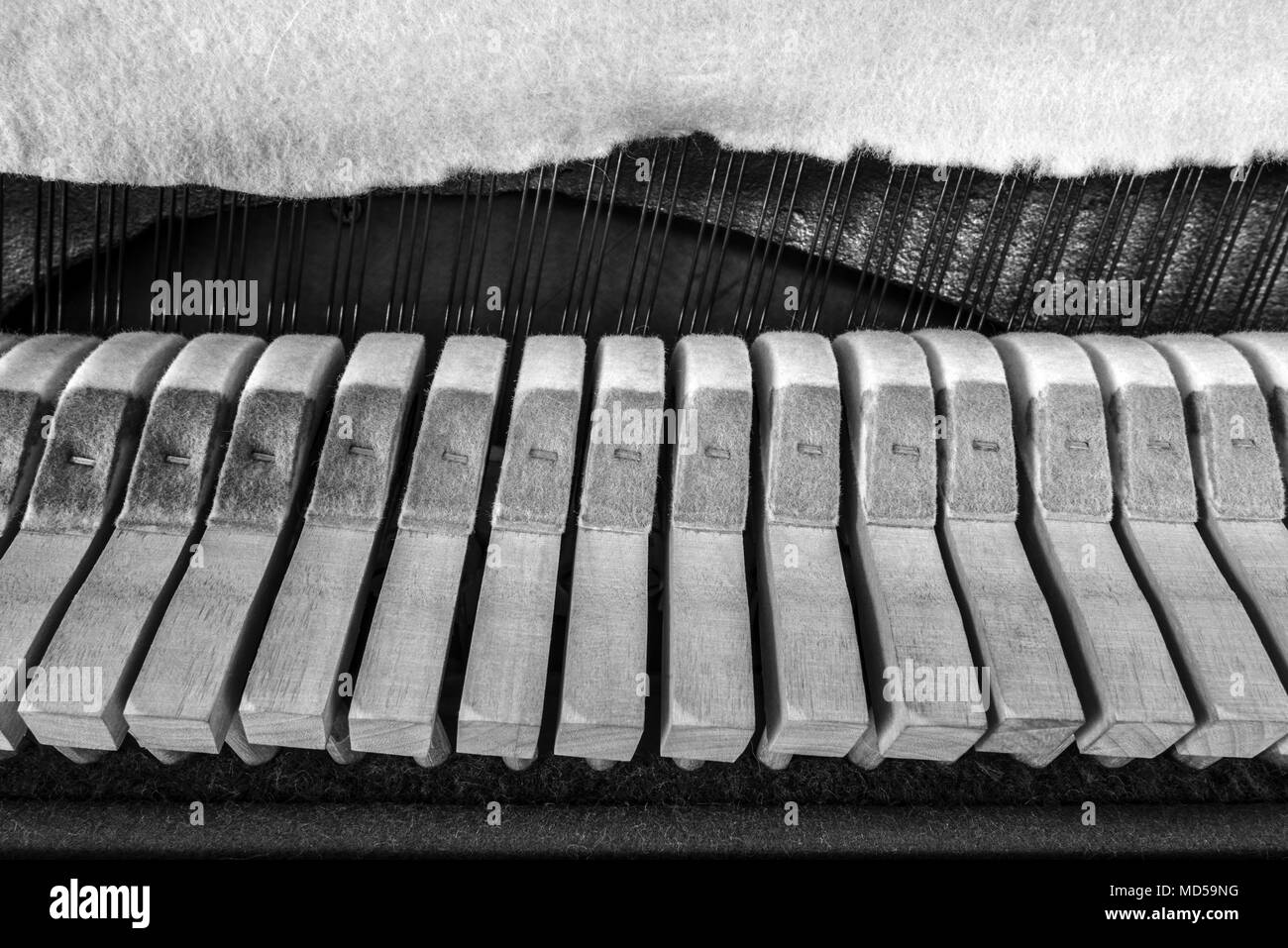 Pianoforte meccanismi interni cose fino Foto Stock