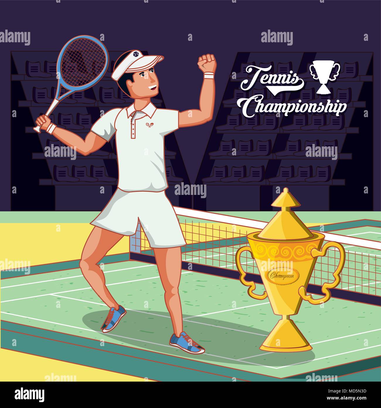 L'uomo gioca a tennis carattere illustrazione vettoriale design Illustrazione Vettoriale