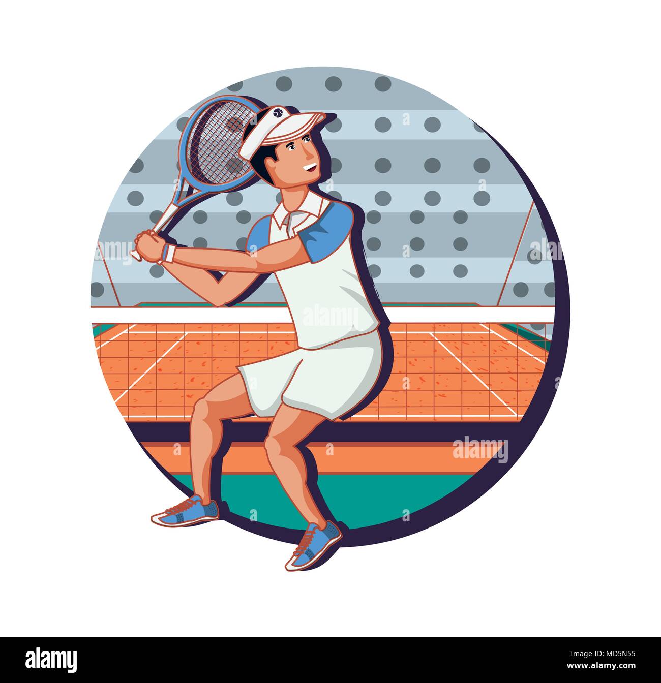 L'uomo gioca a tennis carattere illustrazione vettoriale design Illustrazione Vettoriale