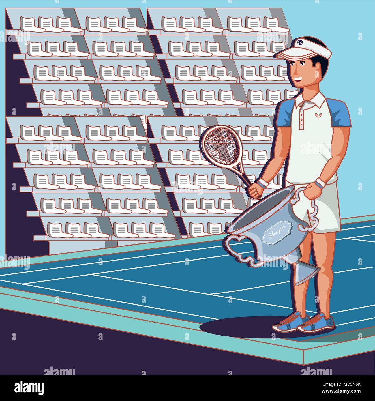 Lettore di sesso maschile di tennis vettore di carattere illustration design Illustrazione Vettoriale