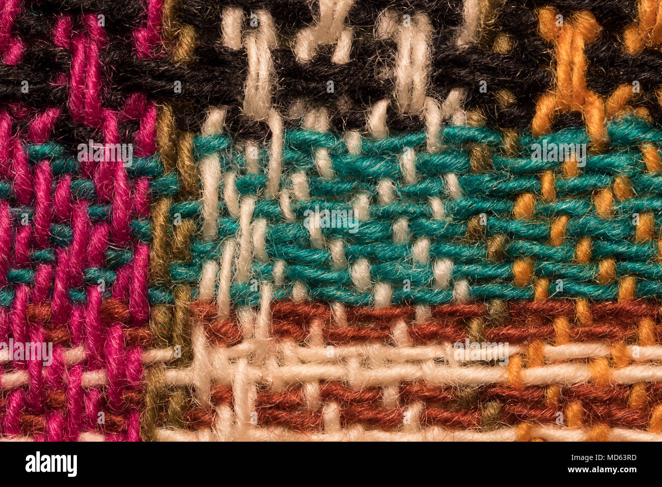 Lana multicolore superficie del vestito macro close up Foto Stock