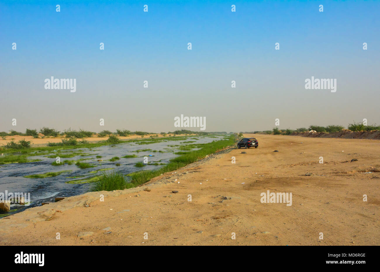 Riva del fiume paesaggio in Jeddah, Arabia Saudita Foto Stock
