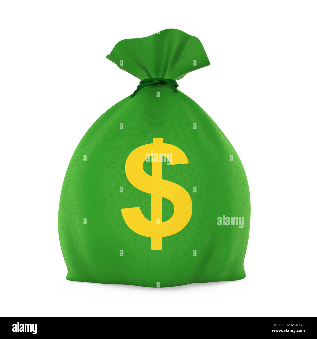 Sacco di denaro con Dollar Cambio segno isolato Foto Stock