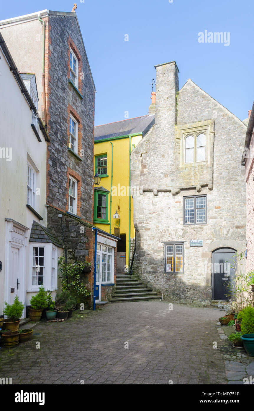 Il Tudor Merchant House di Quay Hill, Tenby mostra del XV secolo e architettura di condizioni di vita Foto Stock