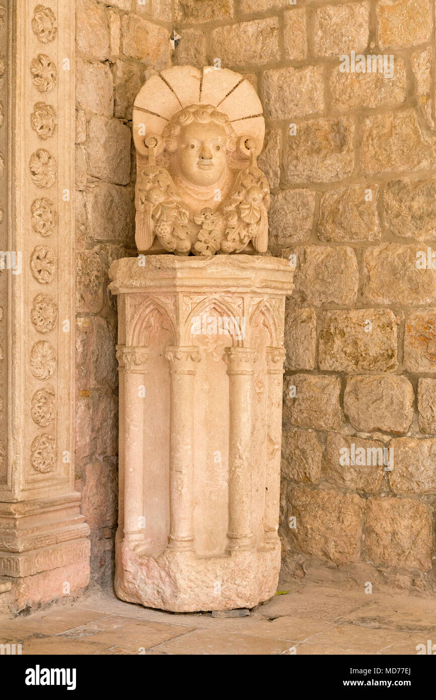 La scultura, convento dei Domenicani, città vecchia, Dubrovnik, Croazia Foto Stock