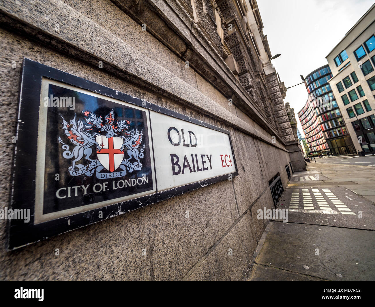Old Bailey segno, Londra, Regno Unito. Foto Stock