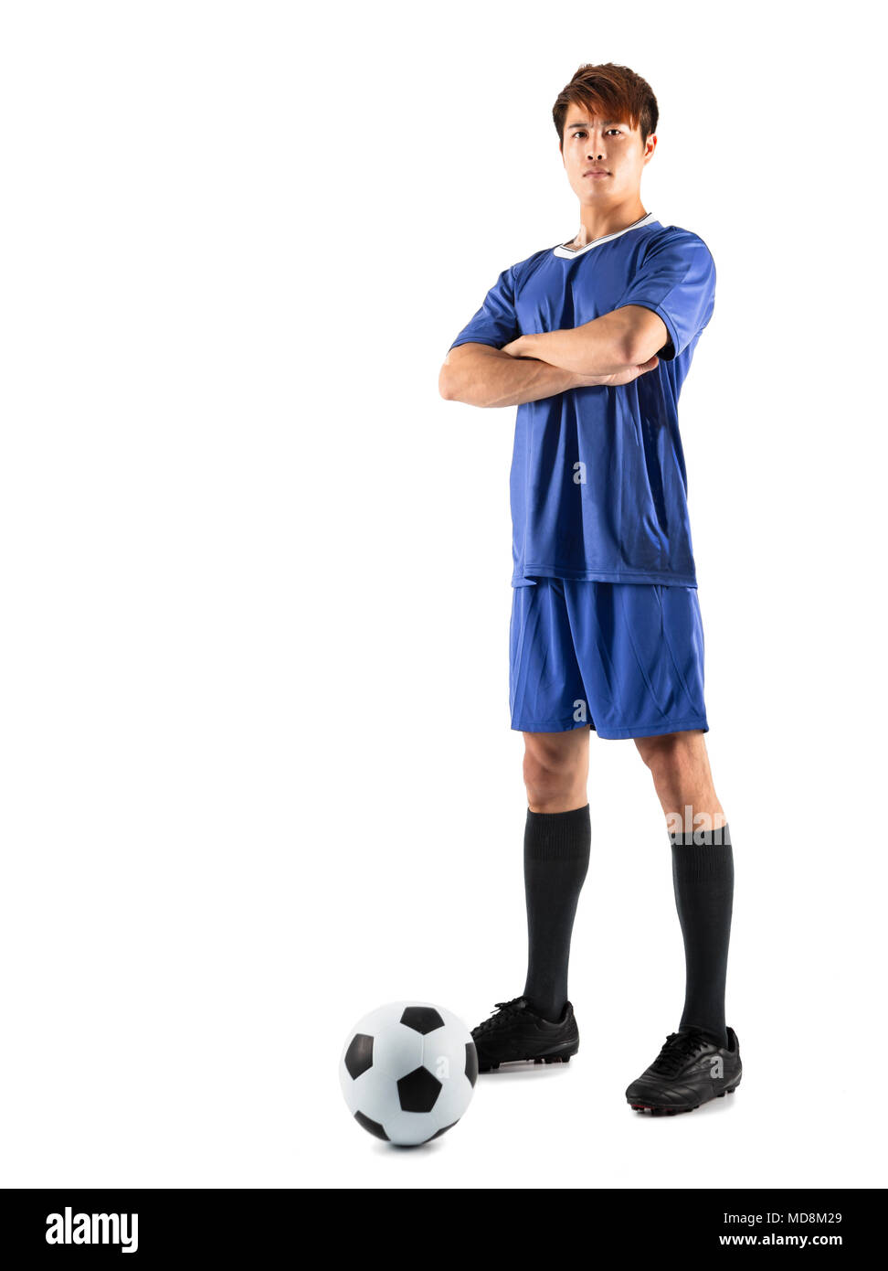 Asian soccer football player giovane uomo in piedi Foto Stock