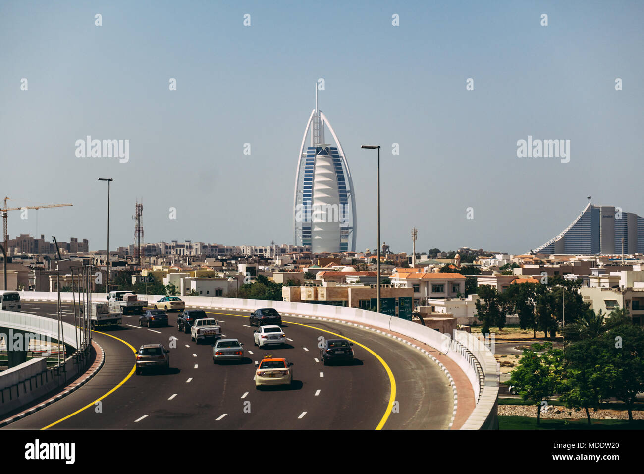 Architettura iconica nella città di Dubai, Emirates Foto Stock