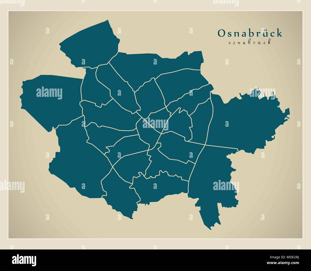 Città moderna mappa - Osnabruck città della Germania con il distretto DE Illustrazione Vettoriale
