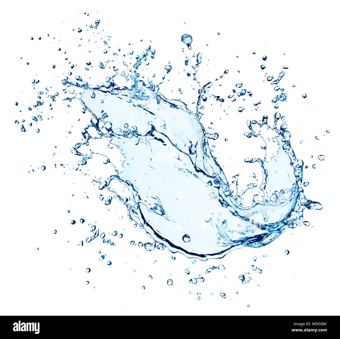 Spruzzi di acqua con gocce isolato Foto Stock