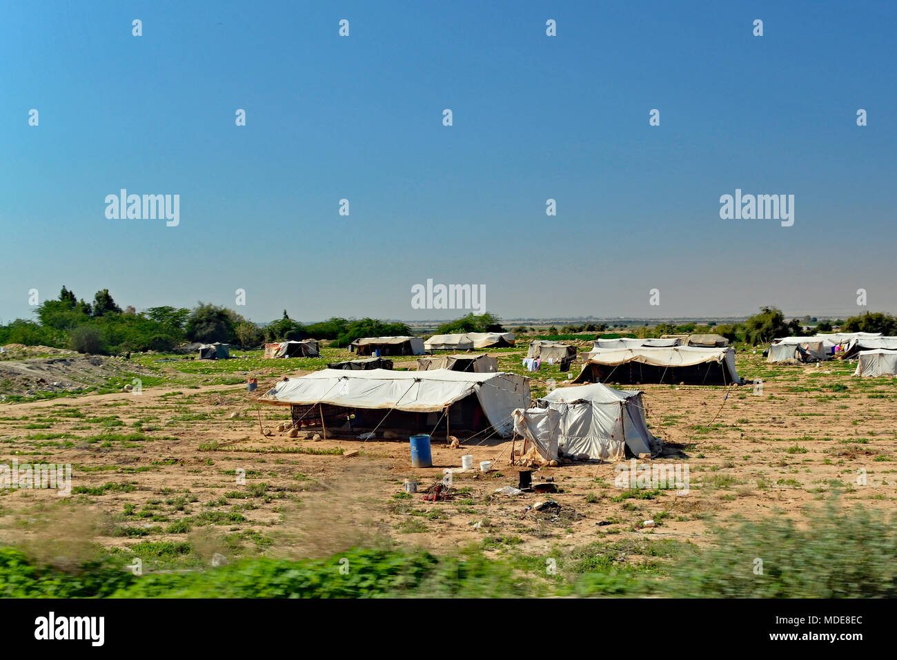Campo di profughi palestinesi in Giordania vicino al confine con Israele. Foto Stock