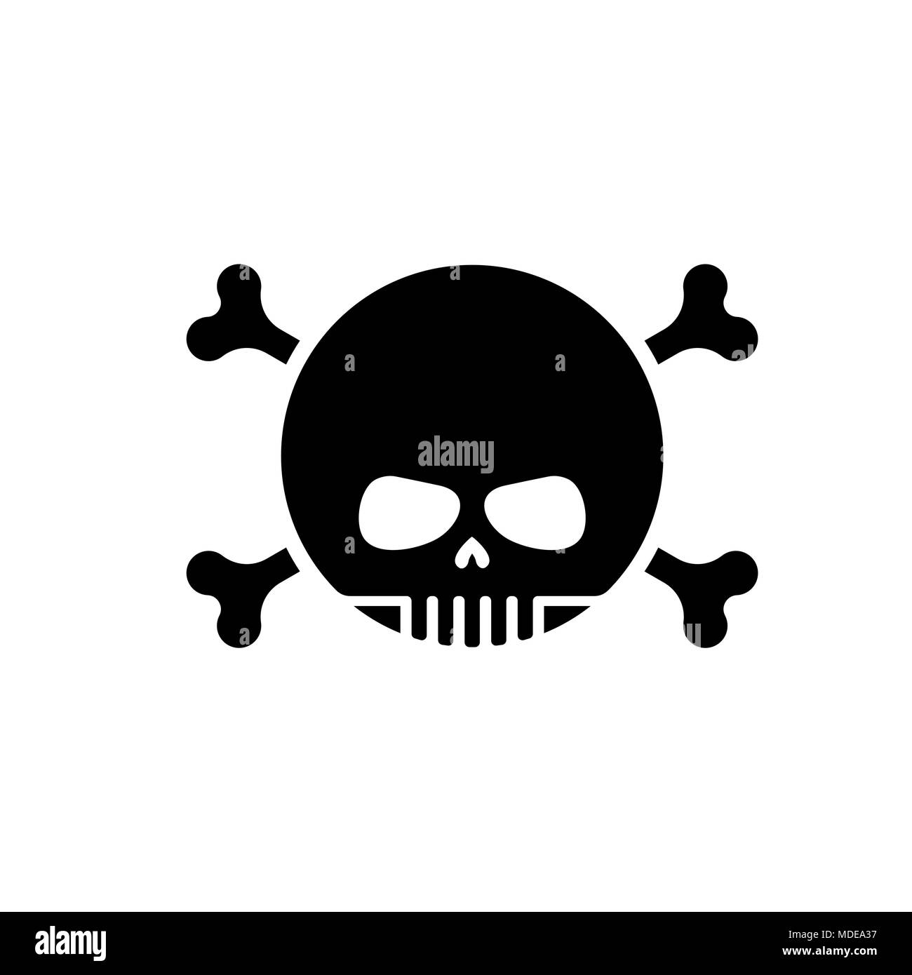 Cranio con ossa gli Emoji. Testa di icona di scheletro. Illustrazione Vettoriale
